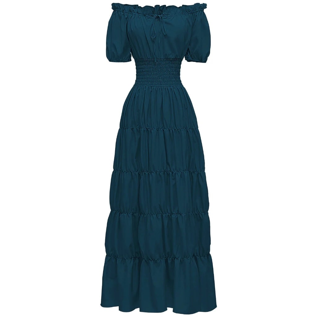 Halloween Women's Summer Boho Maxi Dress with Off-the-Shoulder Design and Ruched Waist for Parties