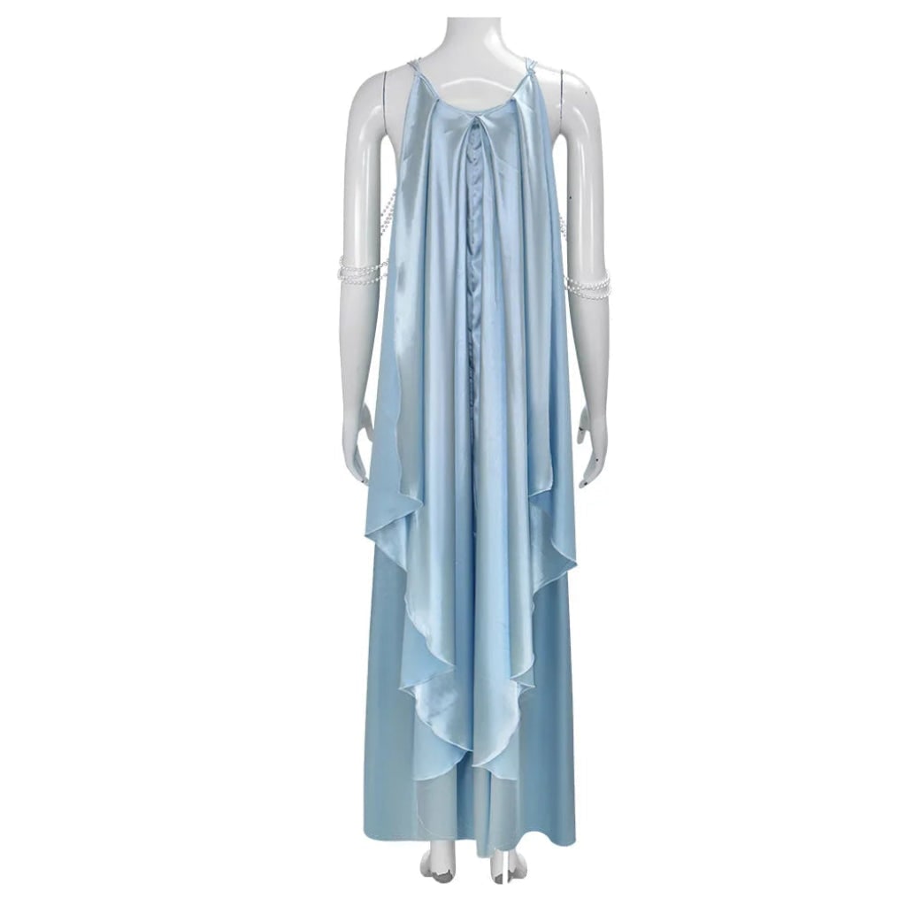 Women's Halloween Princess Costume, Satin Dress with Cape and Lace, Cosplay Outfit