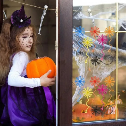 Halloween Decoration Sticky Spider Web for Attaching to Windows and Walls, Set