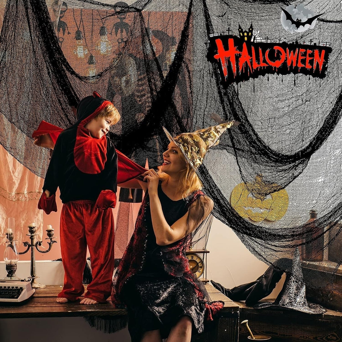 Halloween Decorative Cobweb Gauze for Draping at Parties and Indoors