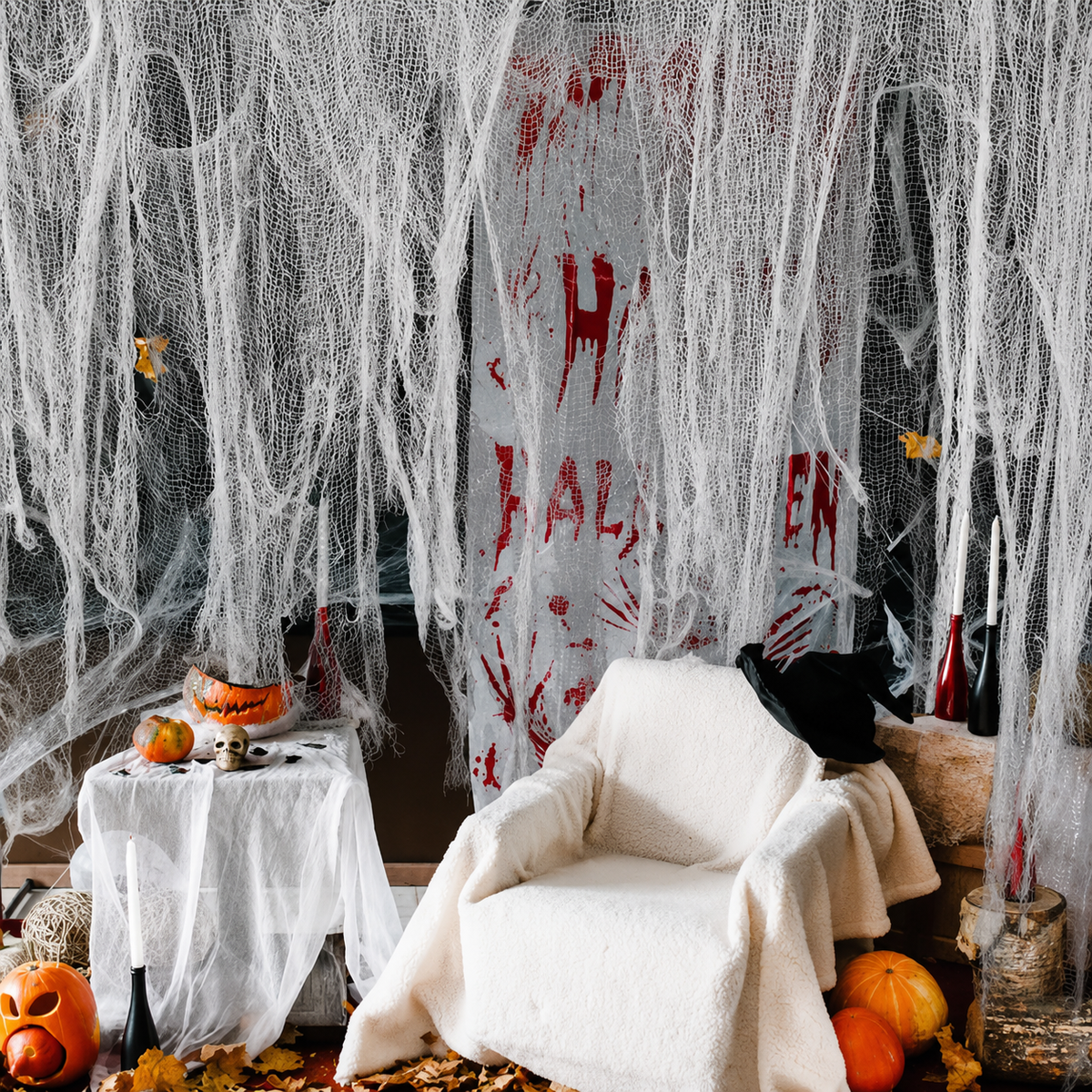 Halloween Decorative Cobweb Gauze for Draping at Parties and Indoors