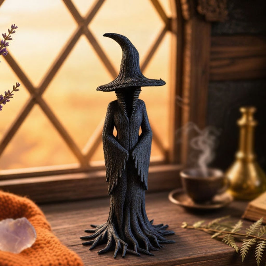 Halloween Decorative Witch Figurine with a Pointed Hat for a Party