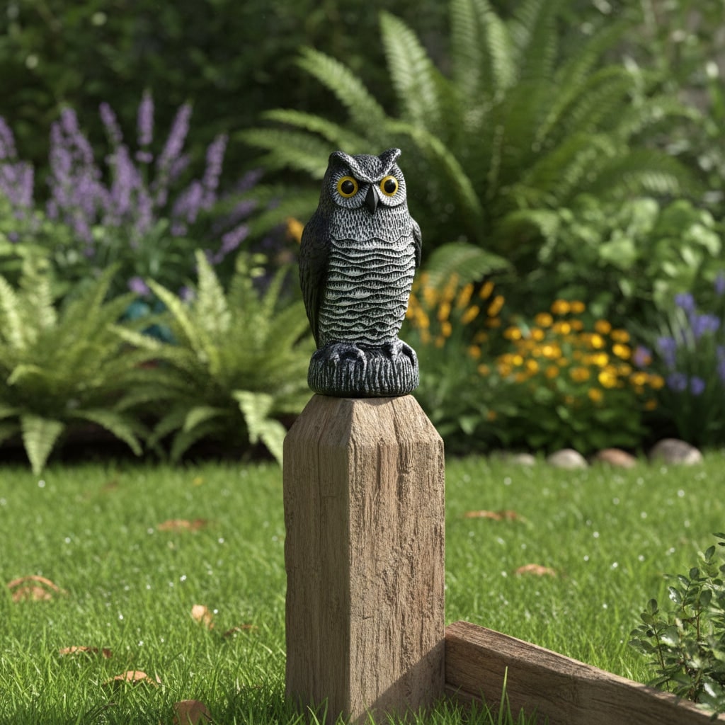 Halloween Garden Figurine, Garden Owl Bird Deterrent, Realistic, with Stake Base