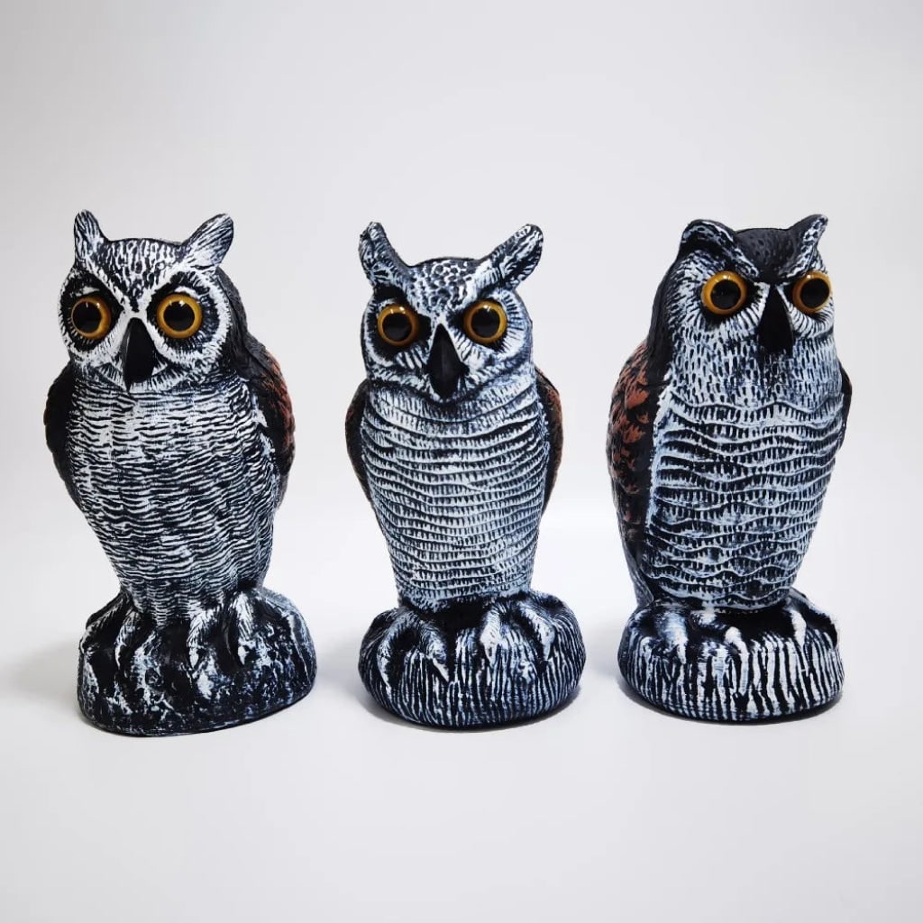 Halloween Garden Figurine, Garden Owl Bird Deterrent, Realistic, with Stake Base