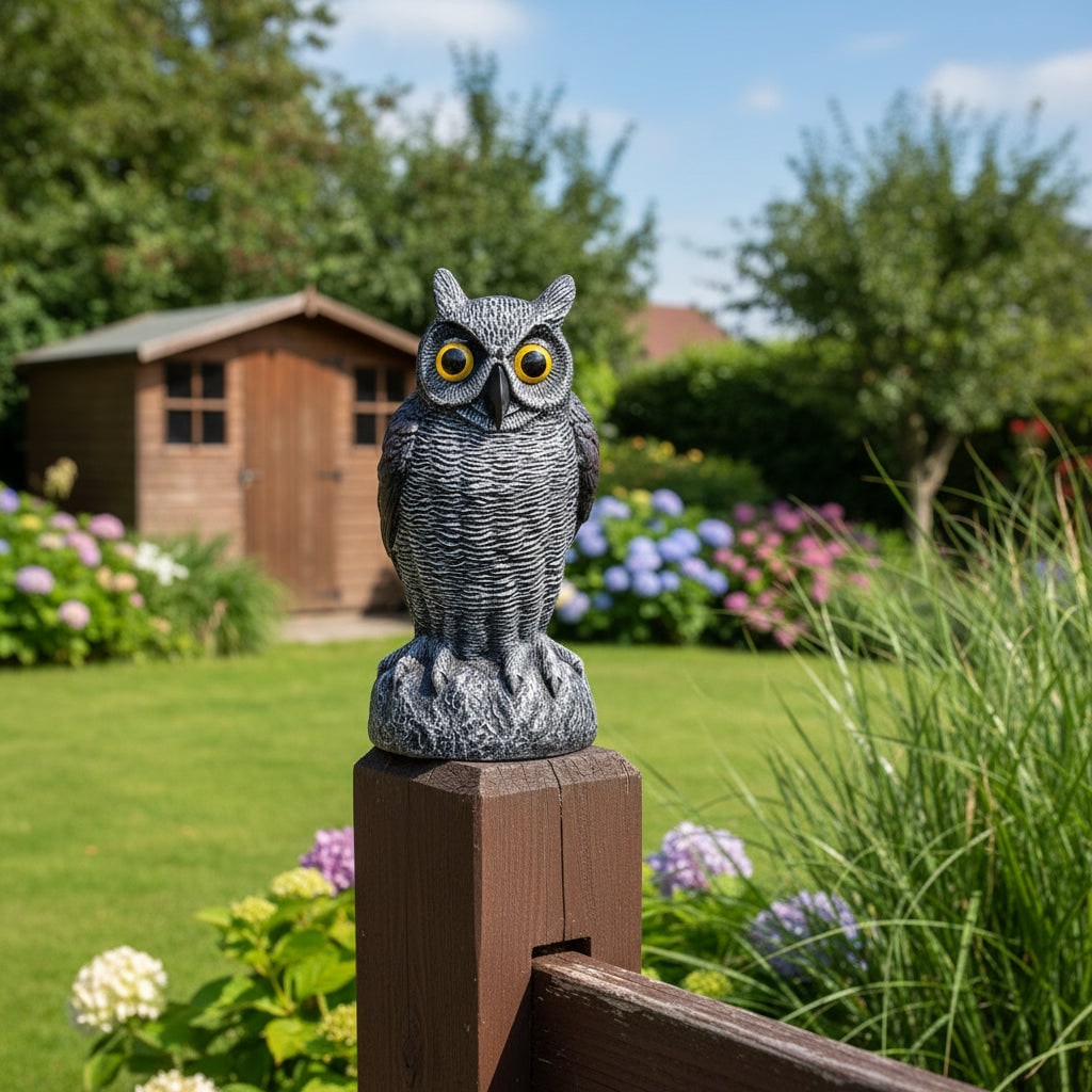Halloween Garden Figurine, Garden Owl Bird Deterrent, Realistic, with Stake Base
