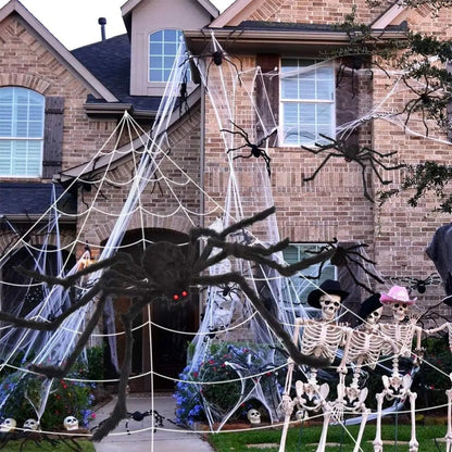 Halloween Giant Spider Garden Decoration with Glowing Eyes and Web
