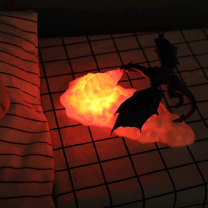 Halloween LED Night Light, Fire-Breathing Dragon with Rechargeable Battery, for Desk and Bedroom, Clip-On