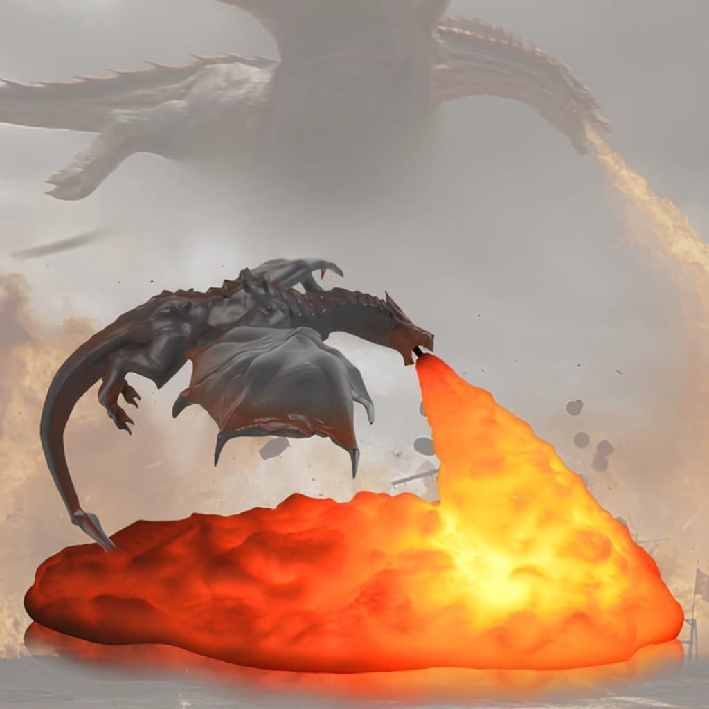 Halloween LED Night Light, Fire-Breathing Dragon with Rechargeable Battery, for Desk and Bedroom, Clip-On