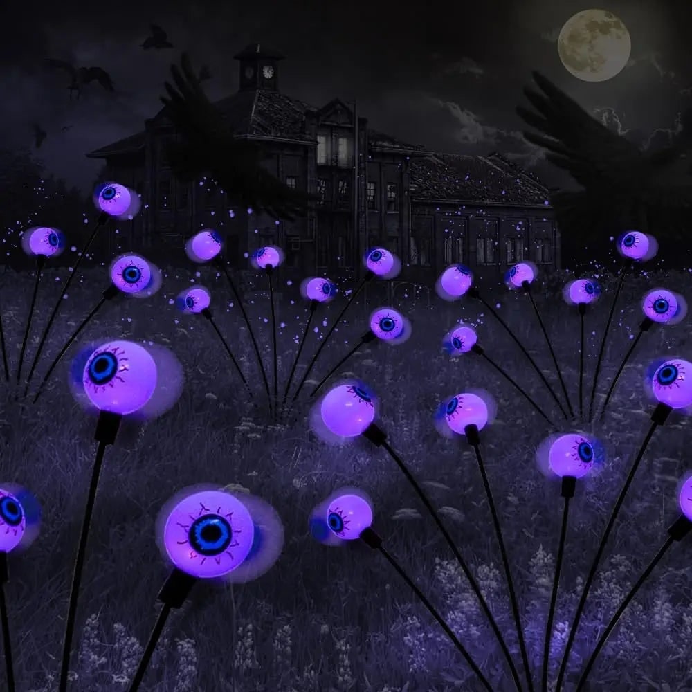 Halloween Solar Garden Lamps, Glowing Eye Spheres for Garden Decoration, Outdoor Lights