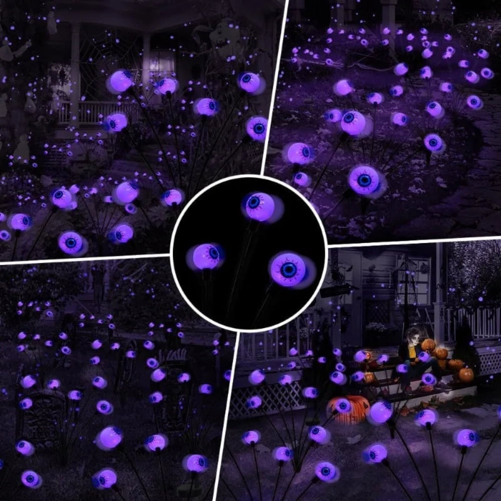 Halloween Solar Garden Lamps, Glowing Eye Spheres for Garden Decoration, Outdoor Lights