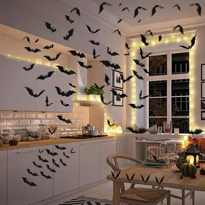 Halloween Wall Decorations 3D Bats Three-Dimensional Stickers for Home and Windows