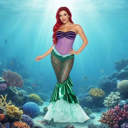 Halloween Women's Costume: Mermaid Outfit with Corset and Sequin Skirt for Carnival