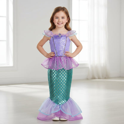 Halloween Mermaid Carnival Costume for Children with Tulle Skirt and Accessories