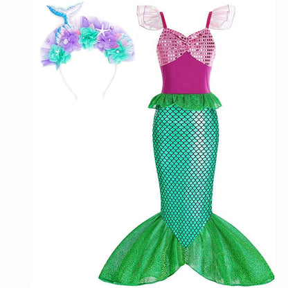 Halloween Mermaid Carnival Costume for Children with Tulle Skirt and Accessories
