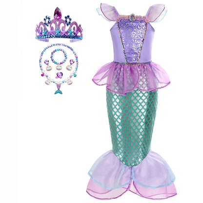 Halloween Mermaid Carnival Costume for Children with Tulle Skirt and Accessories