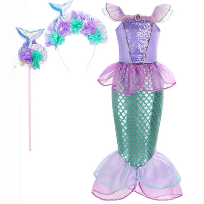 Halloween Mermaid Carnival Costume for Children with Tulle Skirt and Accessories