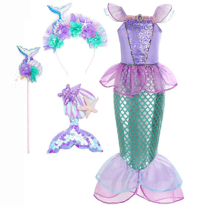 Halloween Mermaid Carnival Costume for Children with Tulle Skirt and Accessories