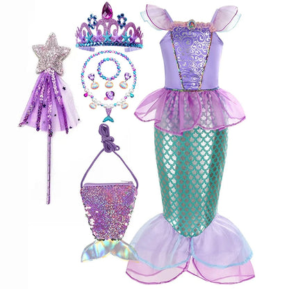 Halloween Mermaid Carnival Costume for Children with Tulle Skirt and Accessories