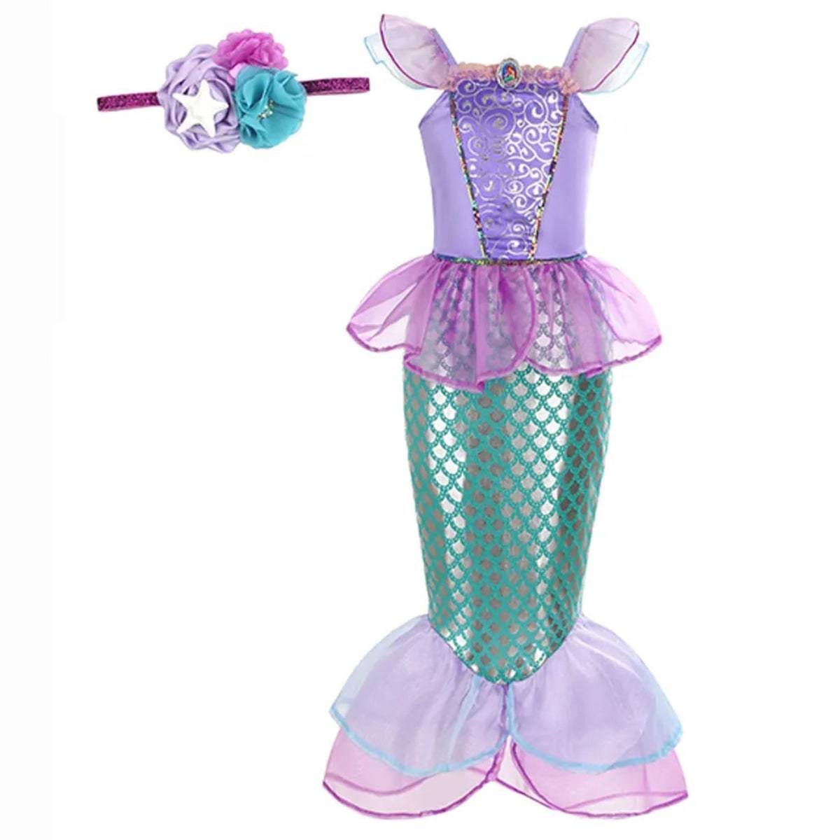 Halloween Mermaid Carnival Costume for Children with Tulle Skirt and Accessories