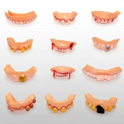 Halloween Fake Vampire Teeth with Flexible Caps and Fake Blood for Children and Adults