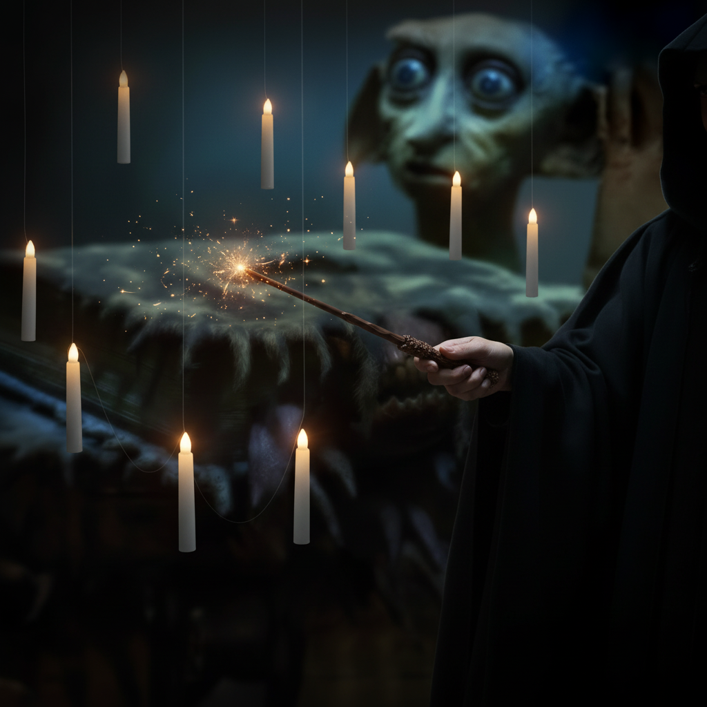 Halloween battery-powered LED taper candles, hanging, with remote control for party decoration
