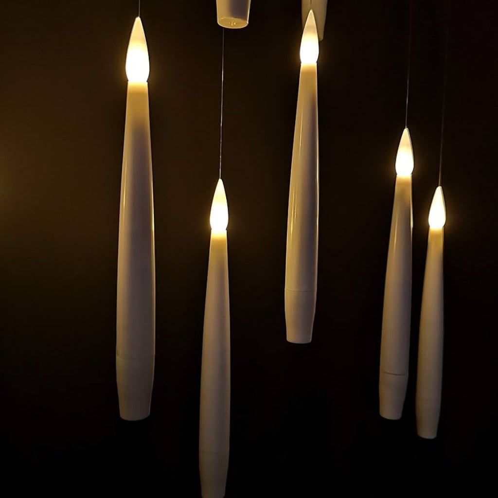 Halloween battery-powered LED taper candles, hanging, with remote control for party decoration