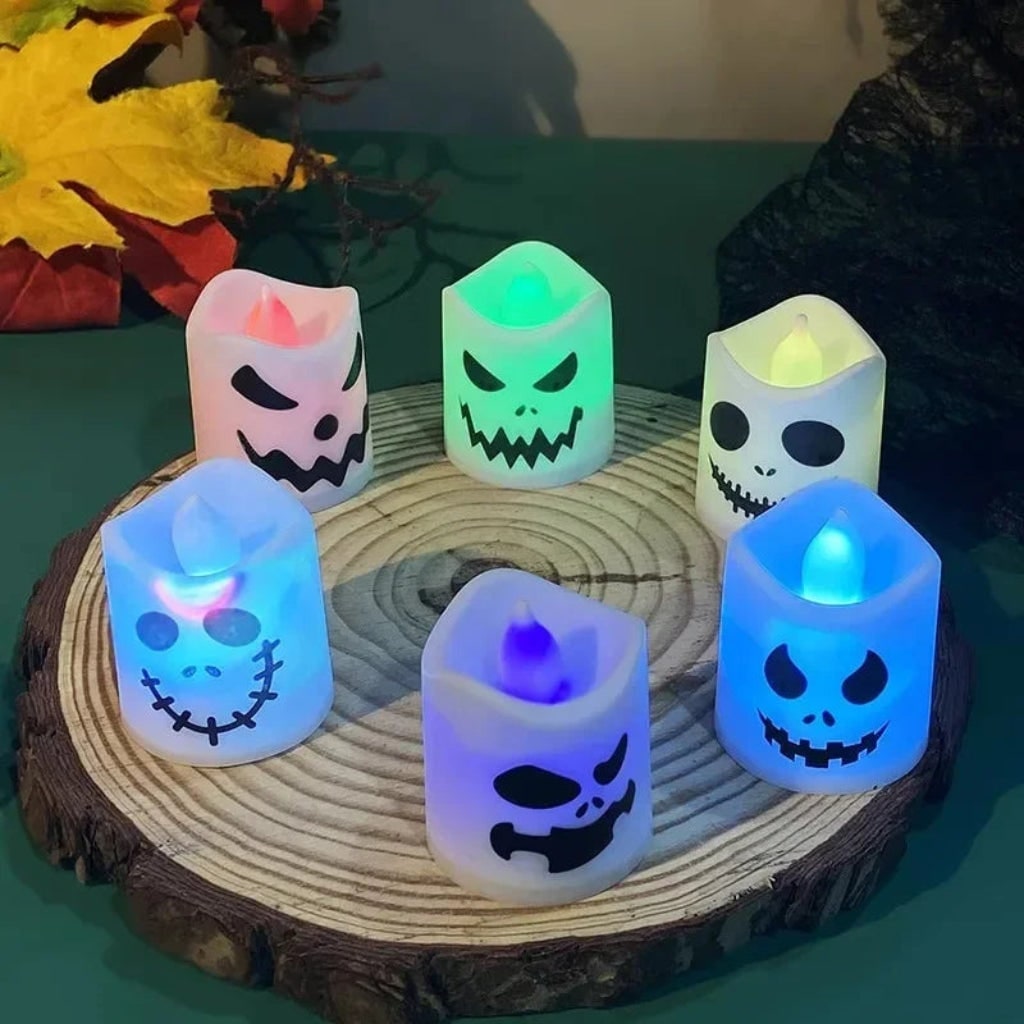 Halloween LED Tealight Candles, Plastic Decorative Party Set
