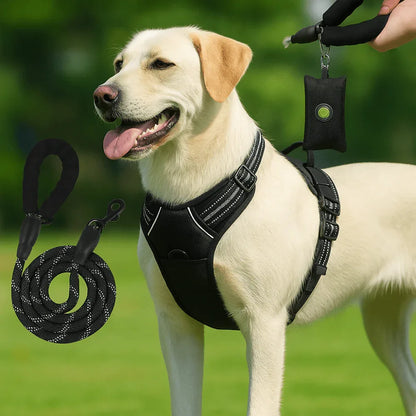 Harnais anti - évasion chien + laisse et distributeur – réglable et réfléchissant - Rondor