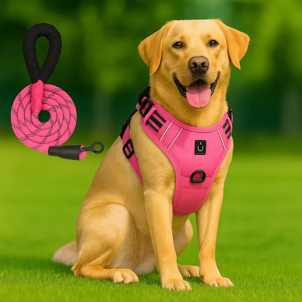 Harnais chien anti - fuite réglable + laisse 1,5 m réfléchissante - Rondor