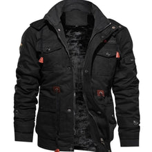 Alexander | Herren Winterjacke Warm Fleece-gefüttert Cargo-Stil Stehkragen
