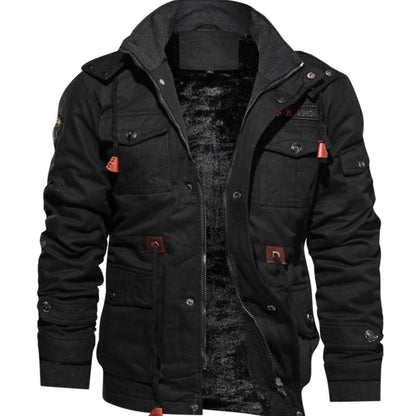 Alexander | Herren Winterjacke Warm Fleece-gefüttert Cargo-Stil Stehkragen