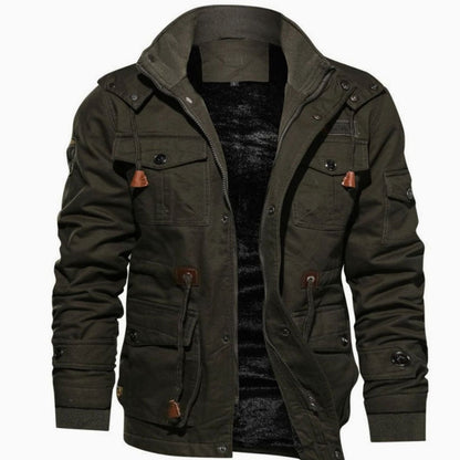 Alexander | Herren Winterjacke Warm Fleece-gefüttert Cargo-Stil Stehkragen