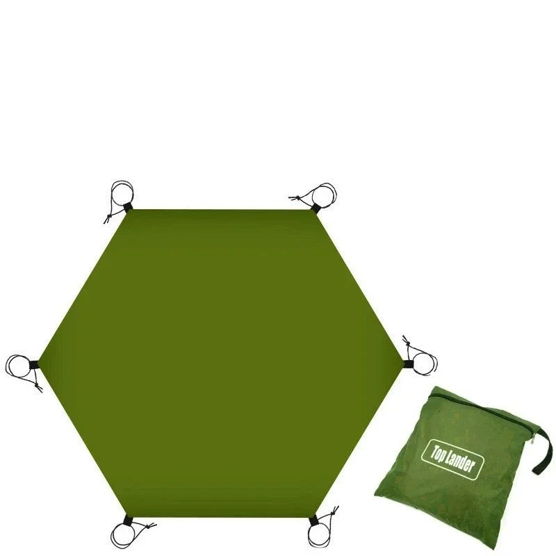 Tapis de Camping Imperméable Surdimensionné – Tarp Hexagonal/Octogonal 4,1x4,1m pour Plage, Voyage, Pique-nique et Ombre Extérieure