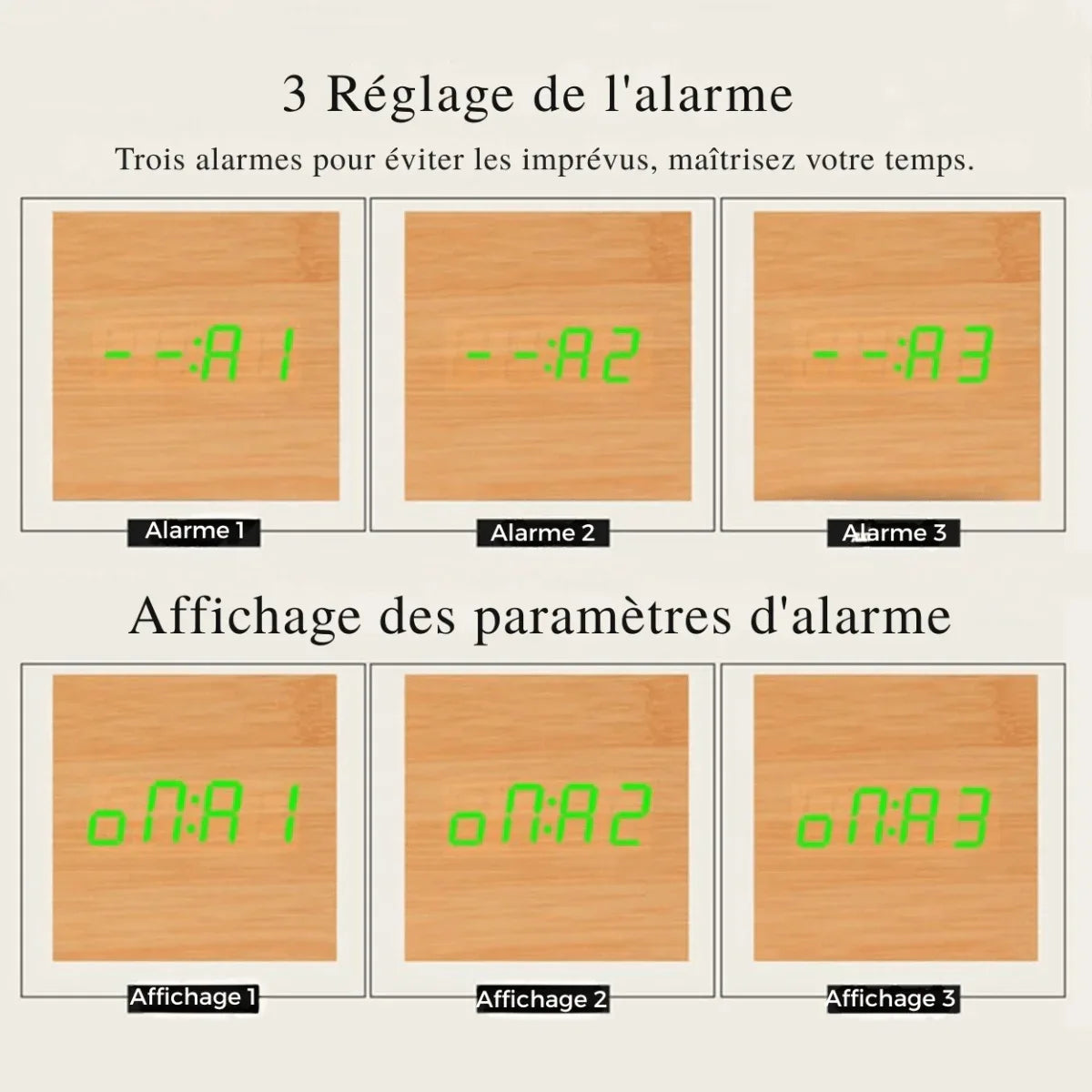 Horloge Numérique Moderne en Bois - Rondor
