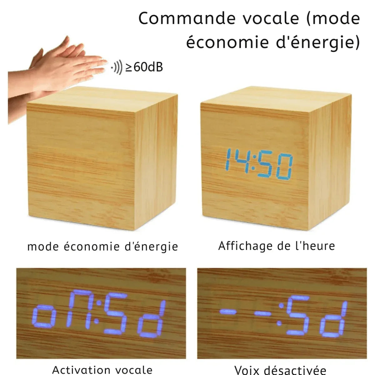 Horloge Numérique Moderne en Bois - Rondor