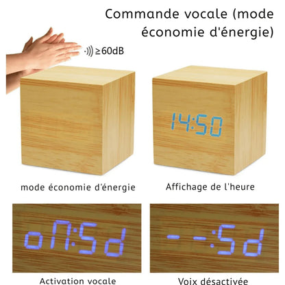 Horloge Numérique Moderne en Bois - Rondor