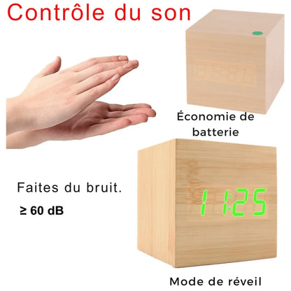 Horloge Numérique Moderne en Bois - Rondor