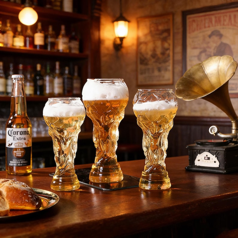 Verre à bière trophée de football, articles de bar pour les fans de la coupe du monde, cadeau pour amateur de bière artisanale