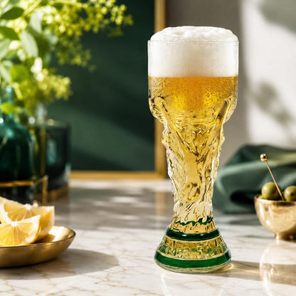 2026 World Cup Football Trophy Beer Glass – Soccer Fan Gift | Match Day Beer Mug | Unique Football Drinkware Gift for Him | Sports Bar Decor
