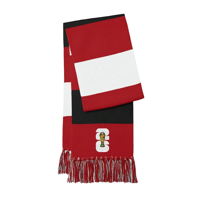 Echarpe dorée pour spectateur du Trophée de la Coupe du Monde de la FIFA 2026 | Écharpe brodée assortie