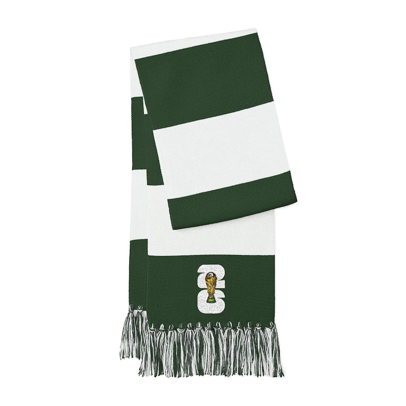 Echarpe dorée pour spectateur du Trophée de la Coupe du Monde de la FIFA 2026 | Écharpe brodée assortie