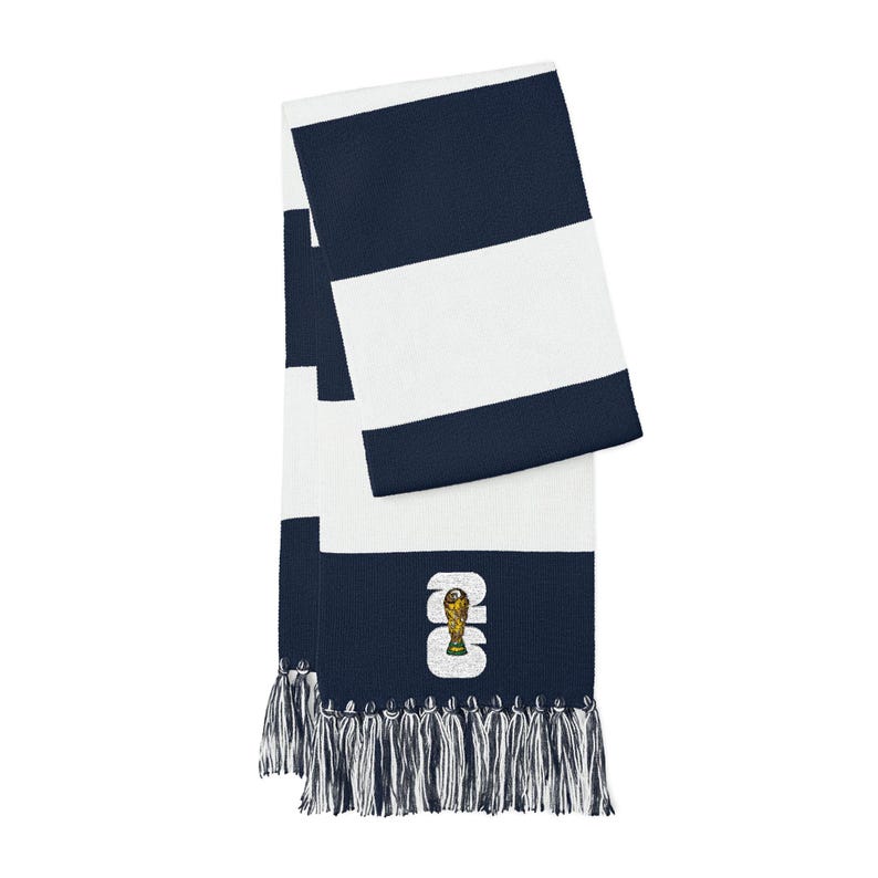 Echarpe dorée pour spectateur du Trophée de la Coupe du Monde de la FIFA 2026 | Écharpe brodée assortie