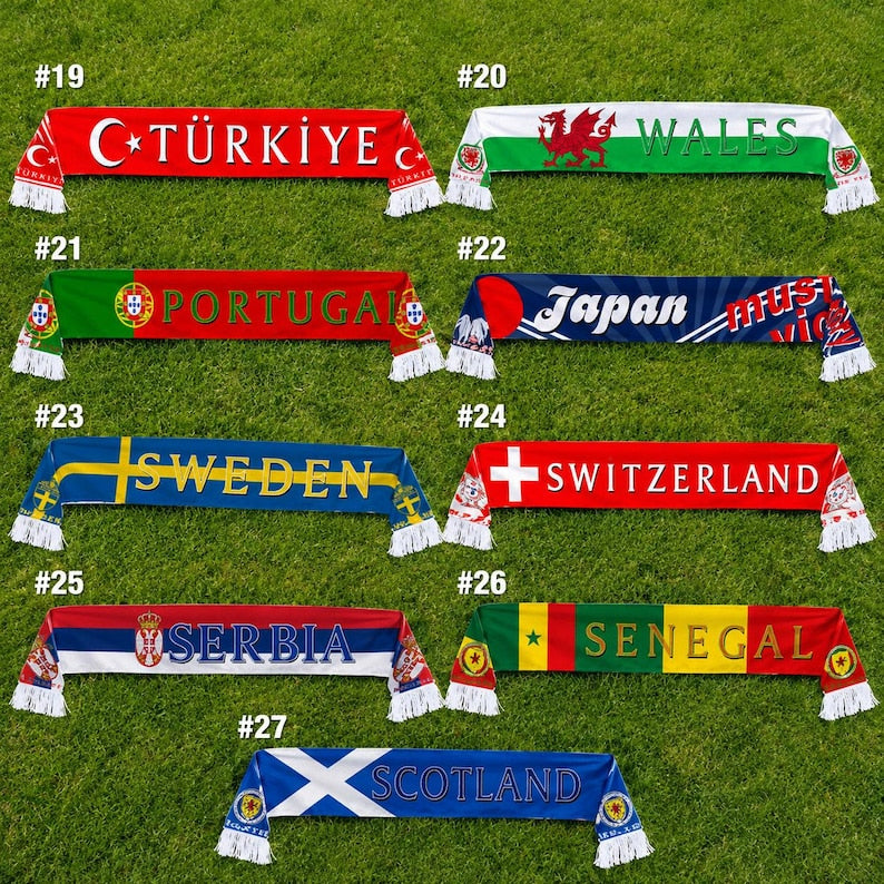 Echarpe de supporter de football en tricot à franges aux couleurs de l'équipe nationale les jours de match
