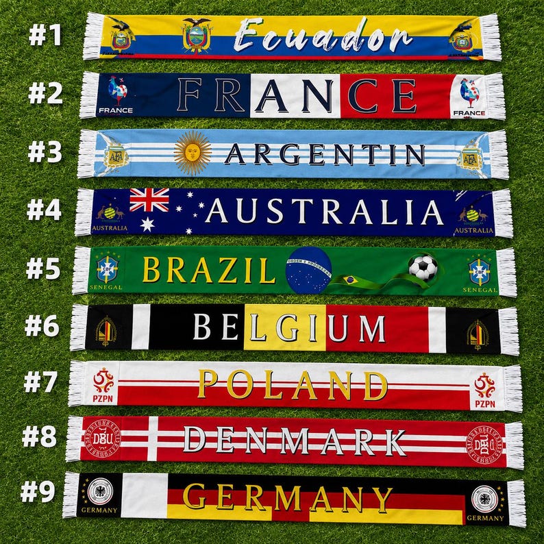 Echarpe de supporter de football en tricot à franges aux couleurs de l'équipe nationale les jours de match