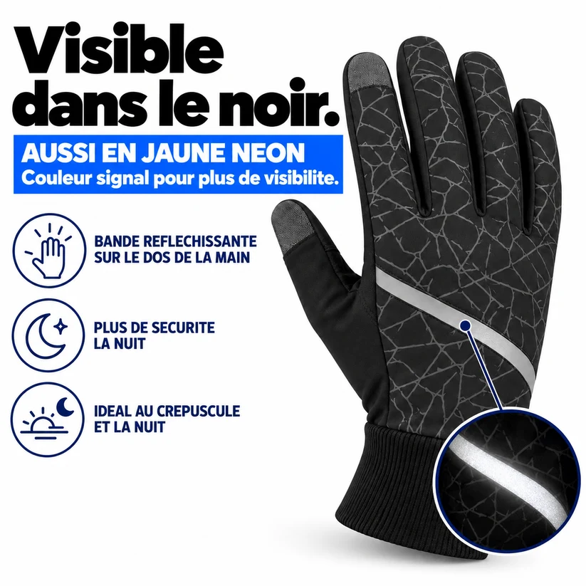 Gants de vélo thermiques d'hiver, coupe-vent et tactiles