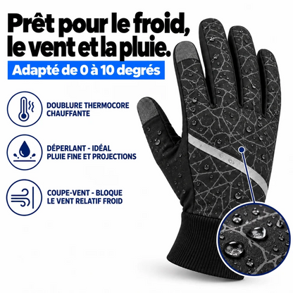 Gants de vélo thermiques d'hiver, coupe-vent et tactiles
