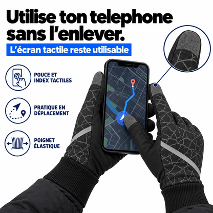 Gants de vélo thermiques d'hiver, coupe-vent et tactiles