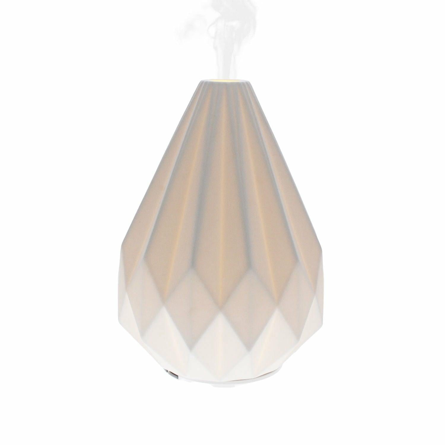 Aroma-Diffusor aus Keramik | Ultraschall-Luftbefeuchter mit Fernbedienung, Atemlicht und zwei Nebelmodi