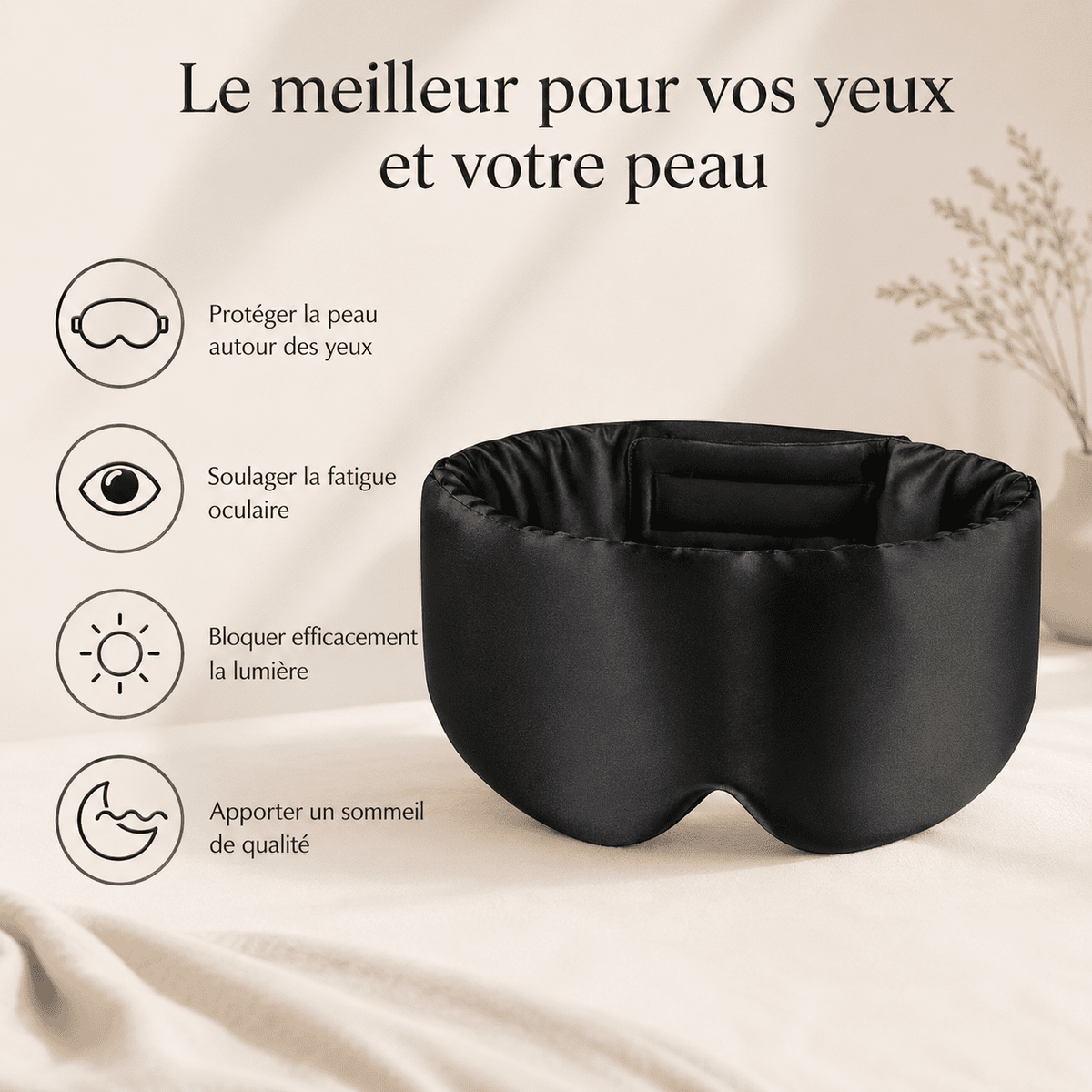 Lunara Masque de Sommeil 100% Soie de Mûrier – Occultation Totale 5 Coloris