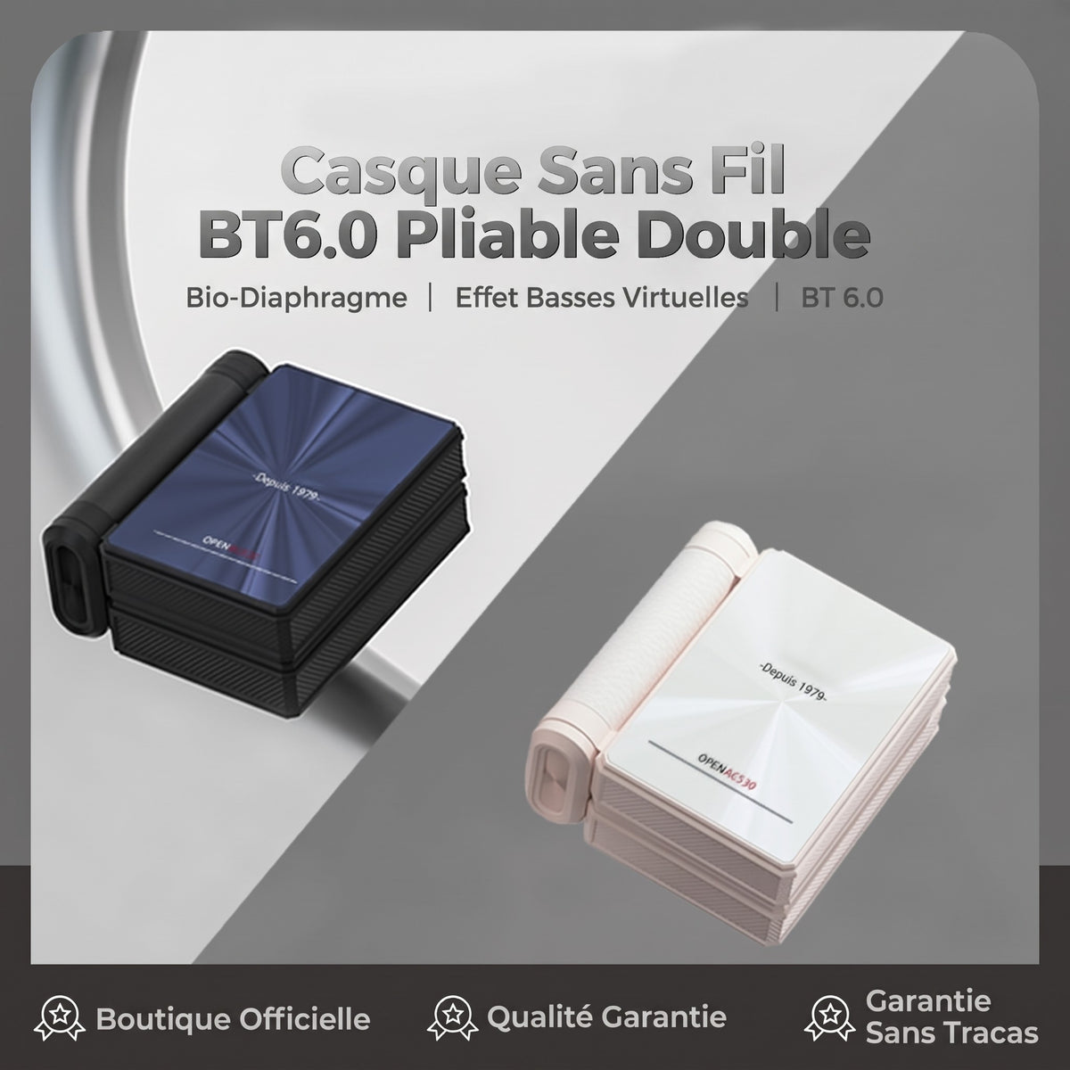 Écouteurs sans fil Bluetooth 6.0 à réduction de bruit – 145H d'autonomie, étanches IPX5, sport